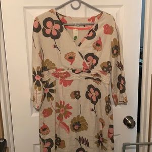 Tan linen Floral Boden dress US8 R